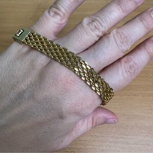 Gold Tone Flat Chain Bracelet 9” Unisex